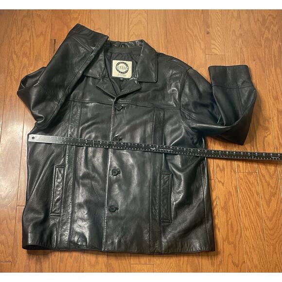 Vintage Wilson’s Leather Black Leather Button Up Blazer Jacket Men’s XL - Picture 4 of 5